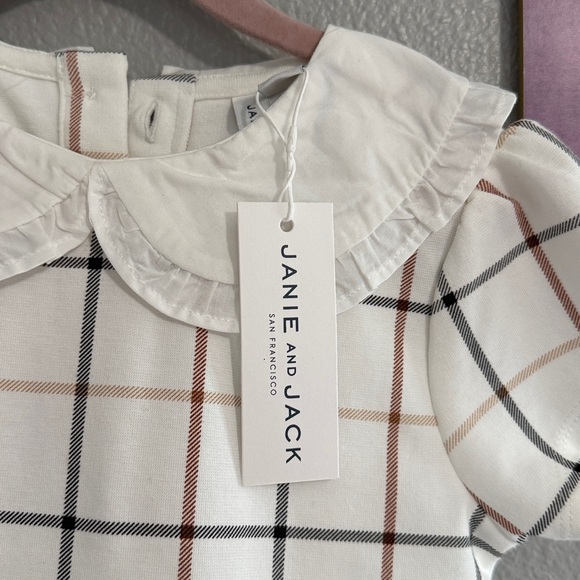 Janie and jack girls dress size 6 white window pane statement collar equestrian - Picture 4 of 9